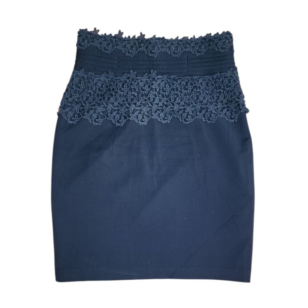 Girls From Savoy‎ Skirt Womens Size 8 Dark Blue Lace Detail Pencil Anthropologie